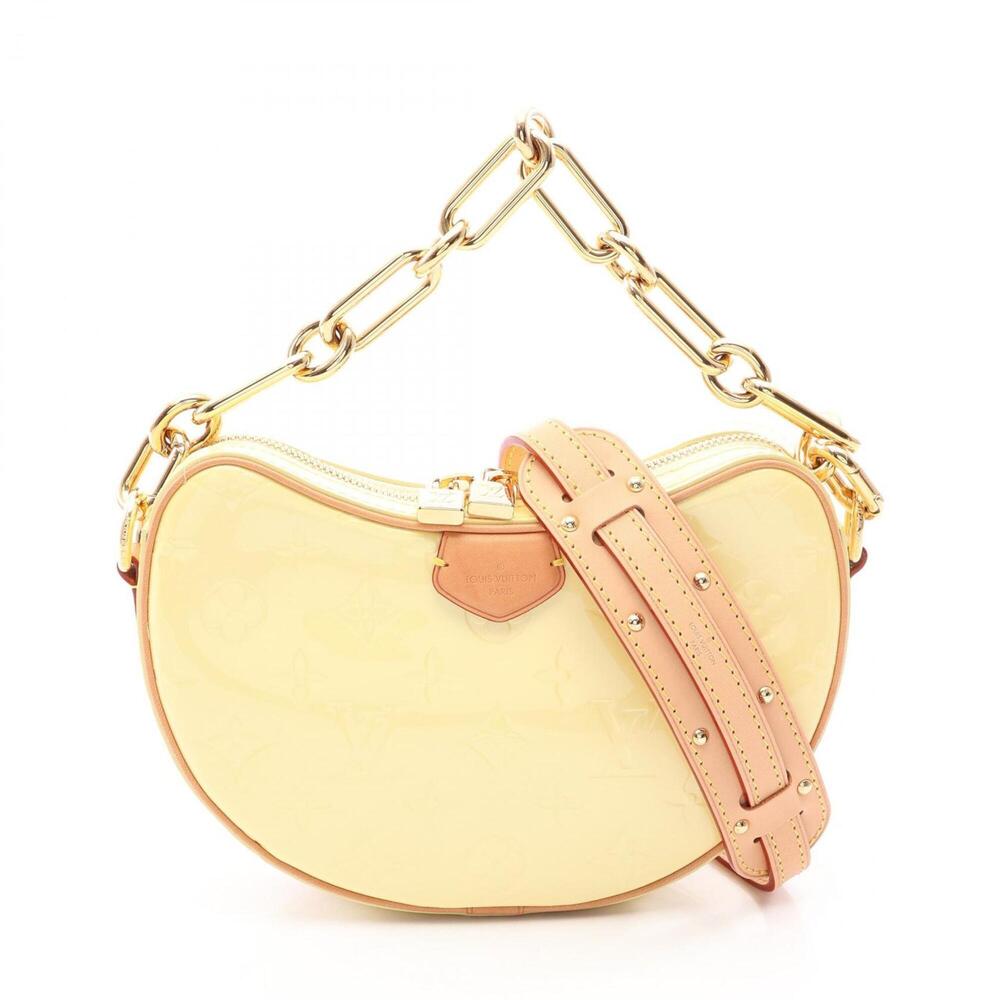 Louis Vuitton Croissant PM 2-Way Handbag, Leather, Vernis, Women's, Yellow (M...